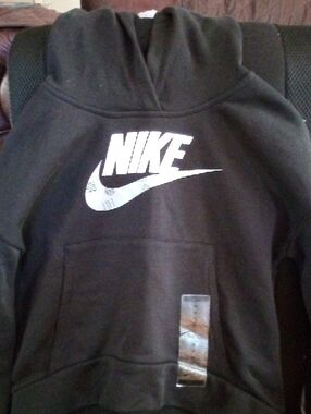 Nike Black Hoodie with Gray/White Swoosh Logo
